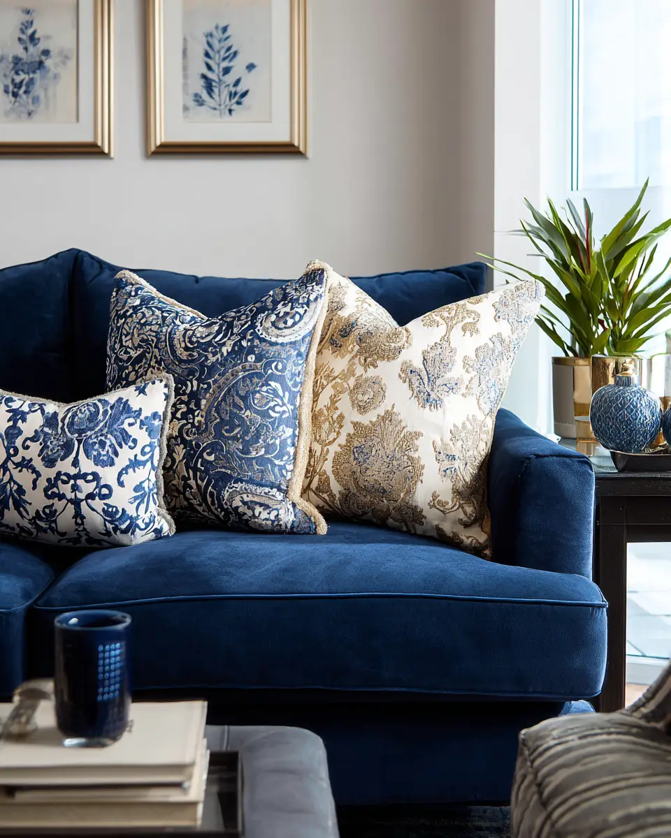 Navy Traditional Living Room Decor Ideas