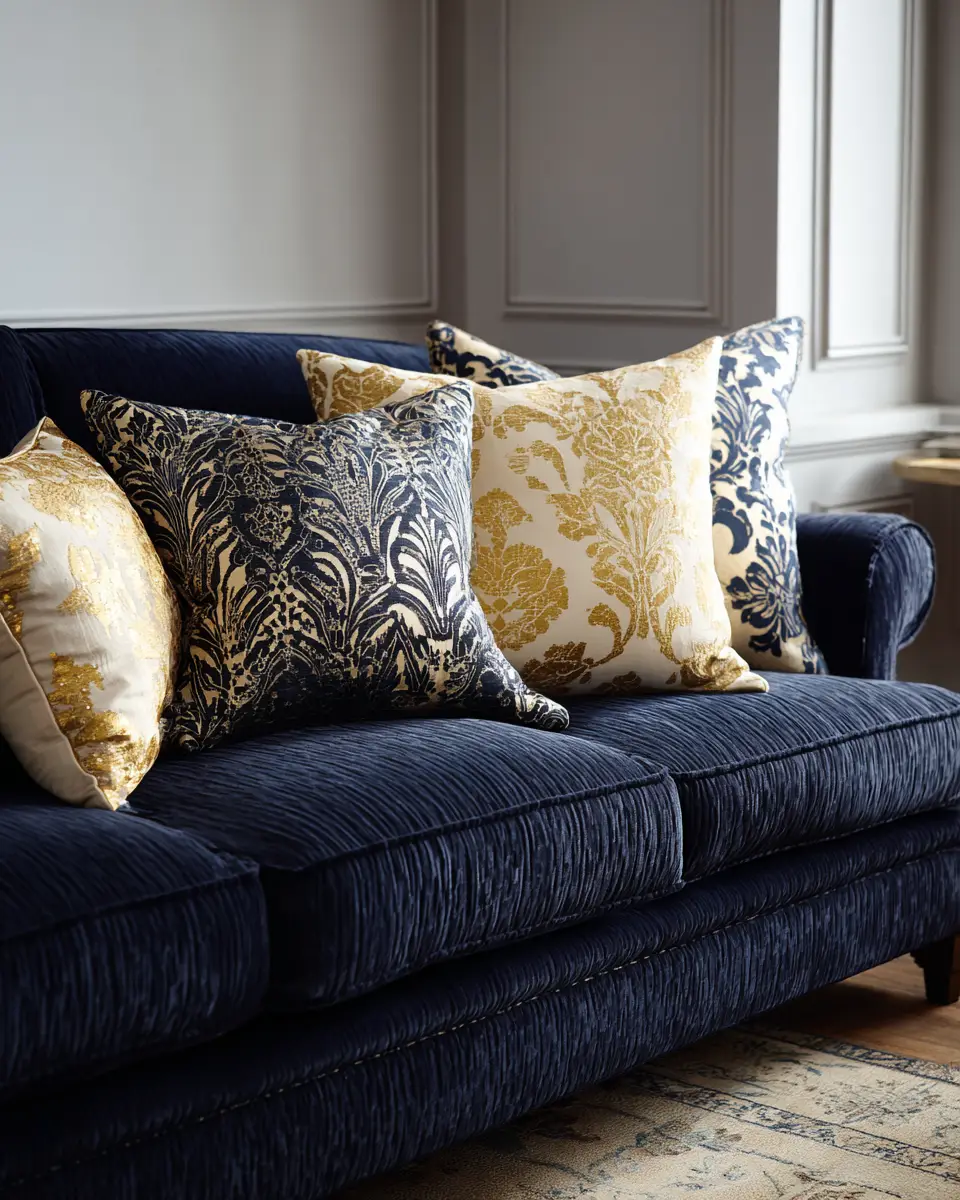 Navy Traditional Living Room Decor Ideas