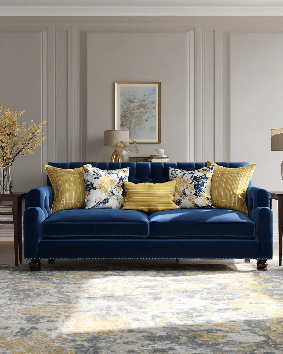 Navy Traditional Living Room Decor Ideas