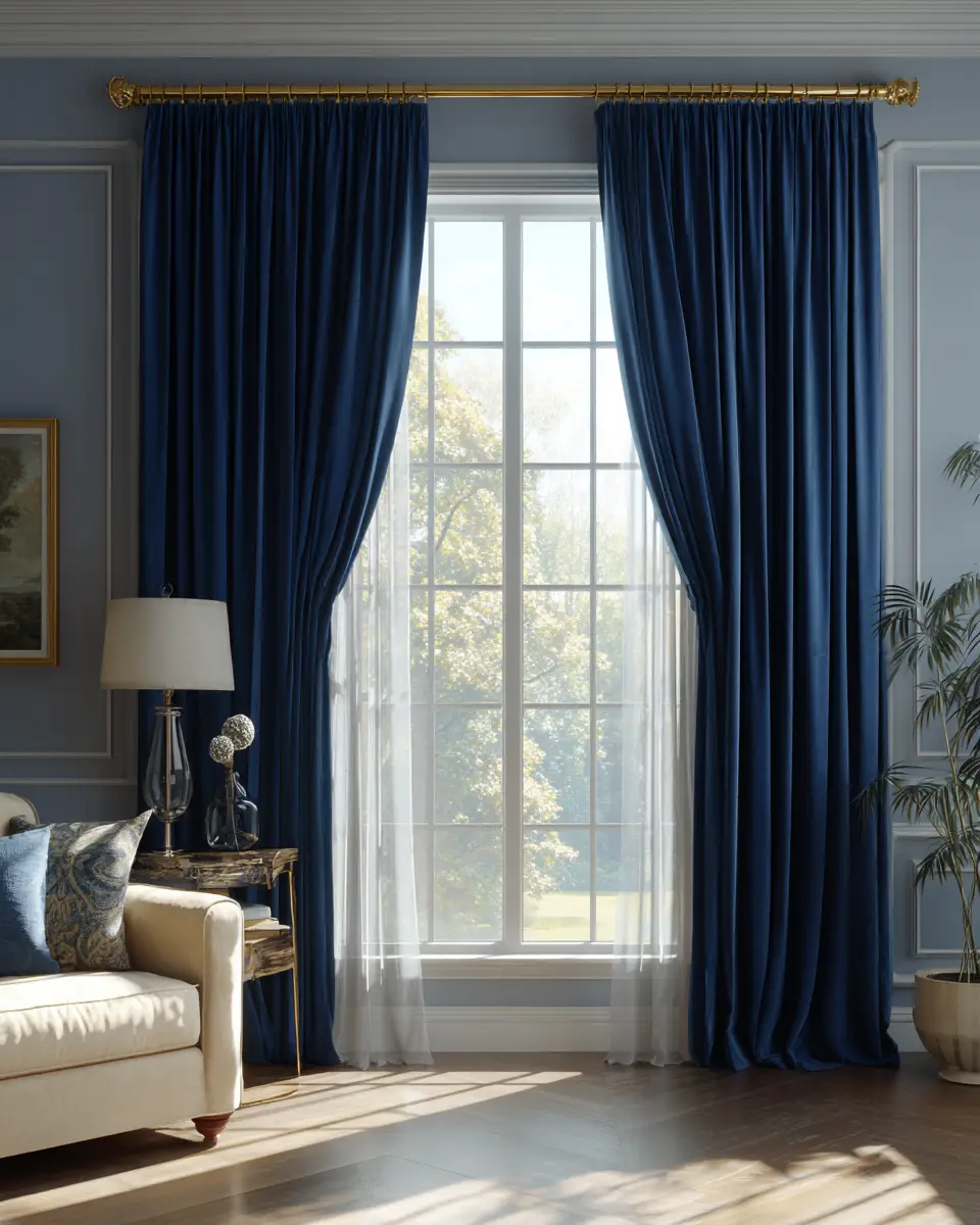 Navy Traditional Living Room Decor Ideas