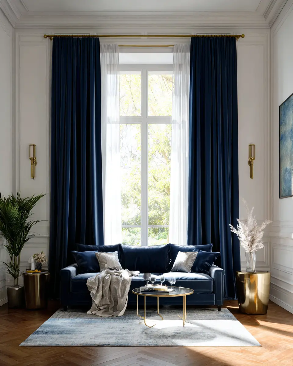 Navy Traditional Living Room Decor Ideas