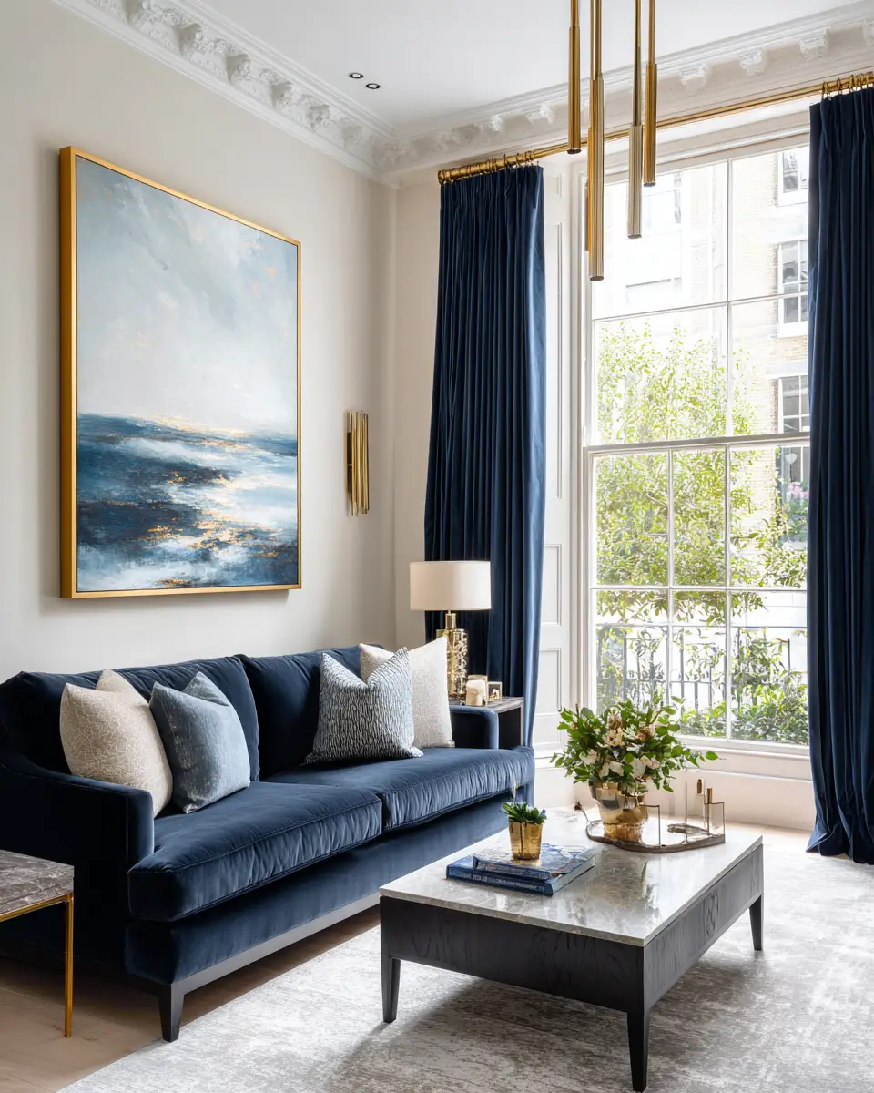 Navy Traditional Living Room Decor Ideas