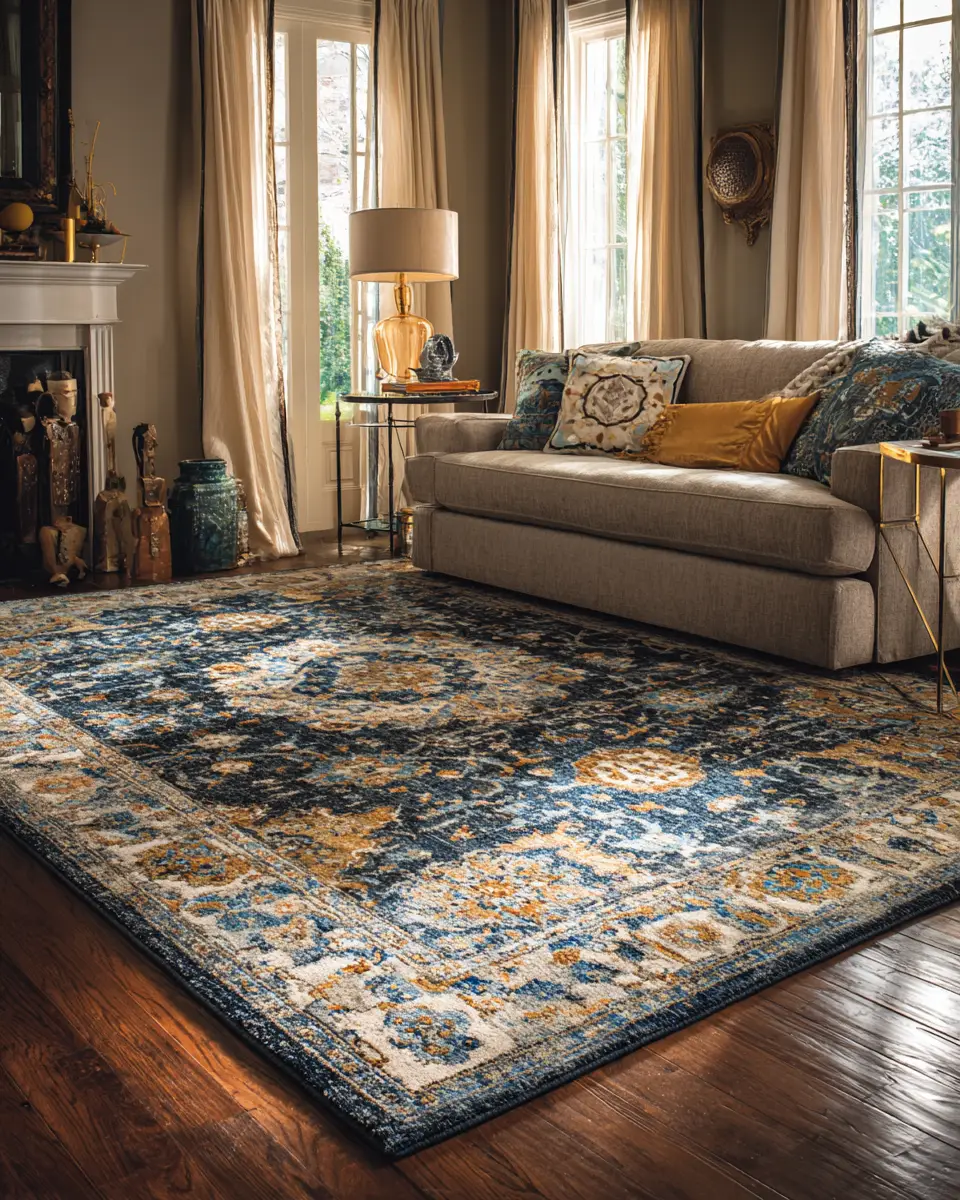 Navy Traditional Living Room Decor Ideas