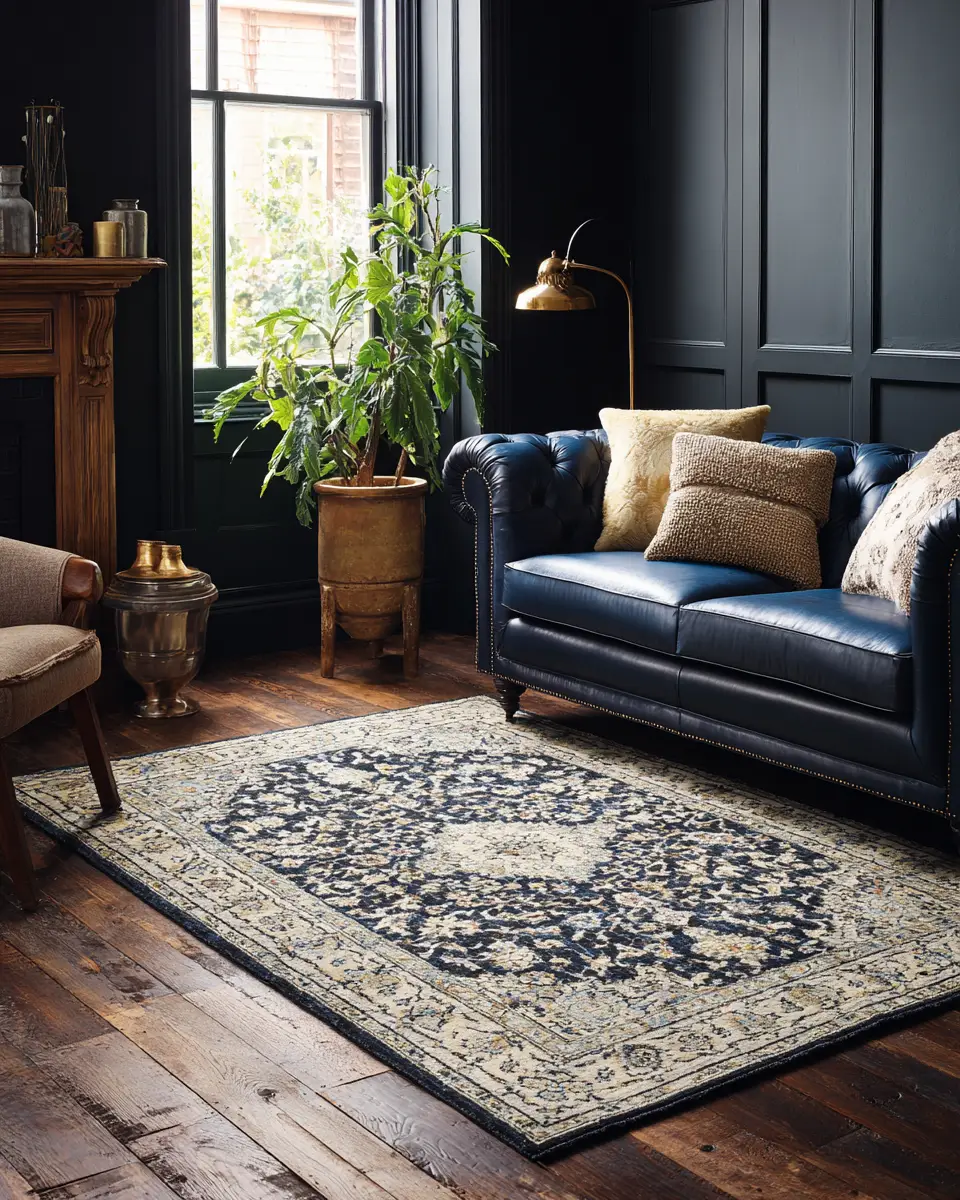 Navy Traditional Living Room Decor Ideas