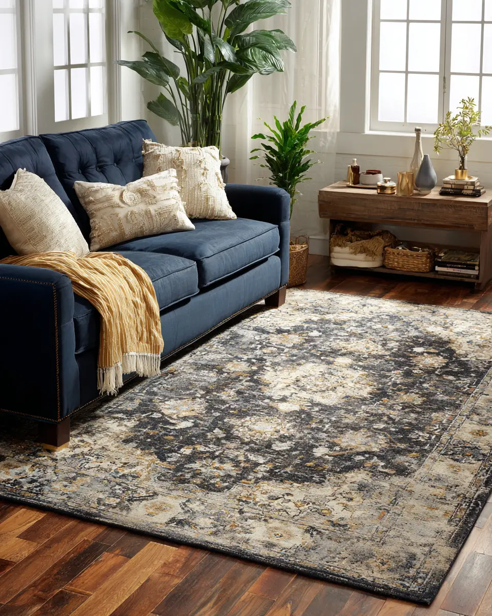 Navy Traditional Living Room Decor Ideas