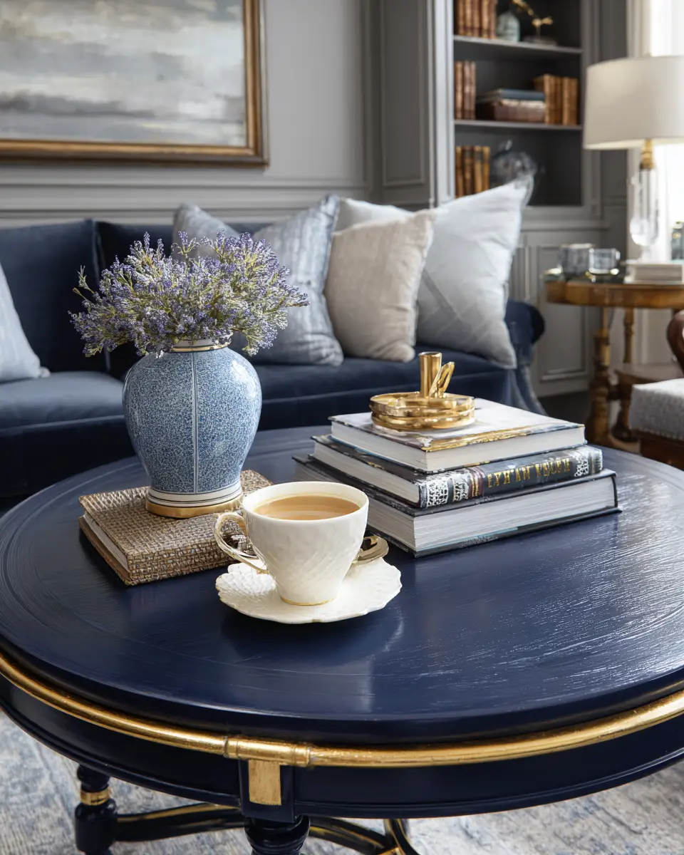 Navy Traditional Living Room Decor Ideas