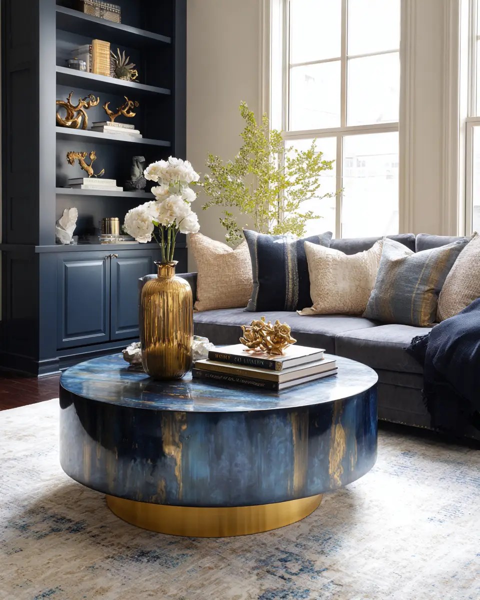 Navy Traditional Living Room Decor Ideas
