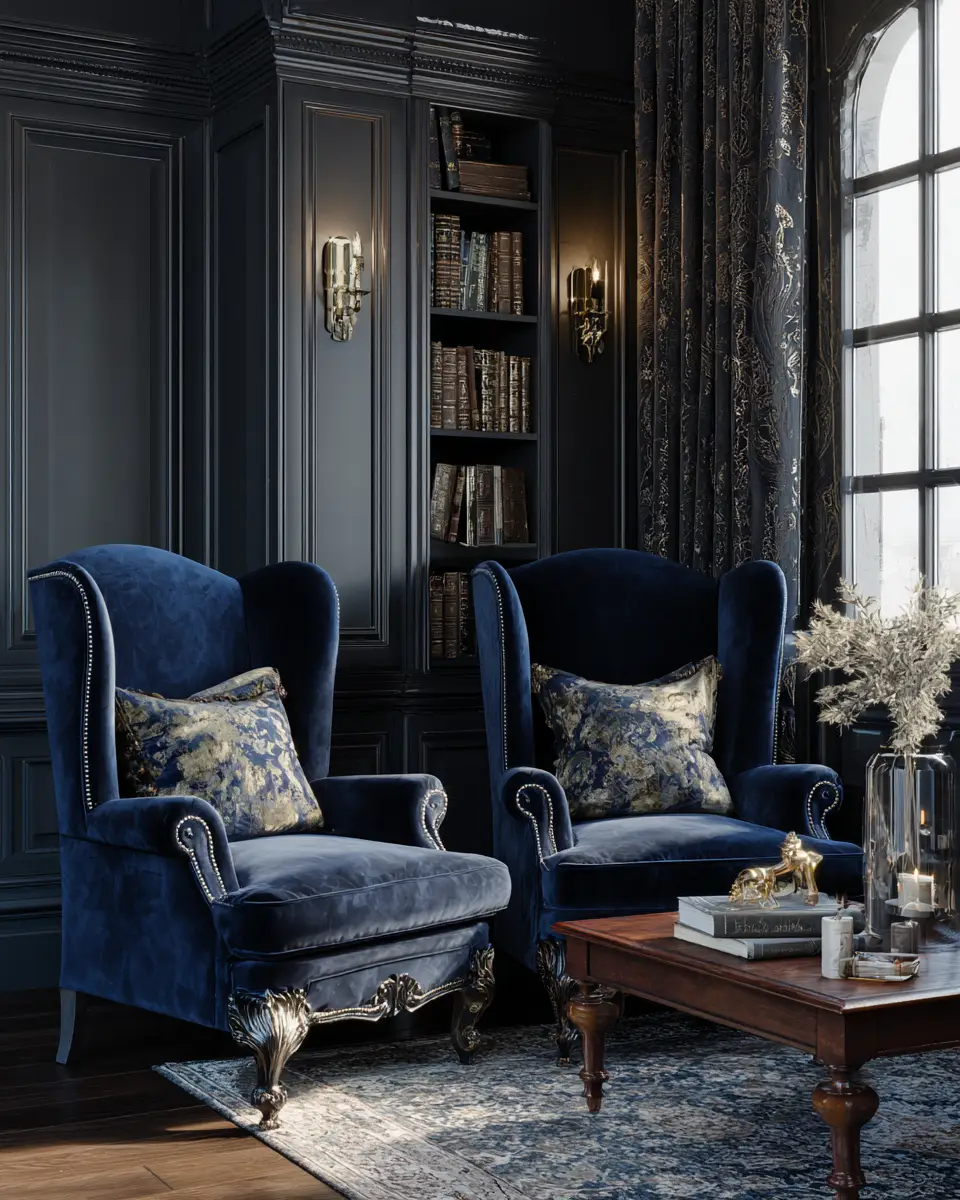 Navy Traditional Living Room Decor Ideas