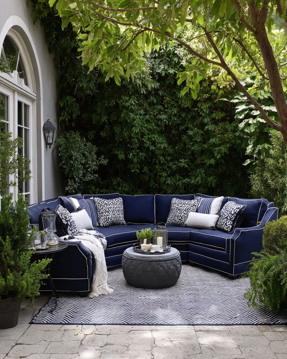 Navy Traditional Patio Decor Ideas - Featured