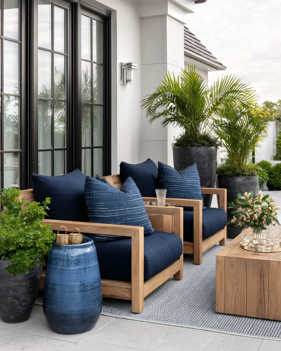 Navy Transitional Patio Decor Ideas