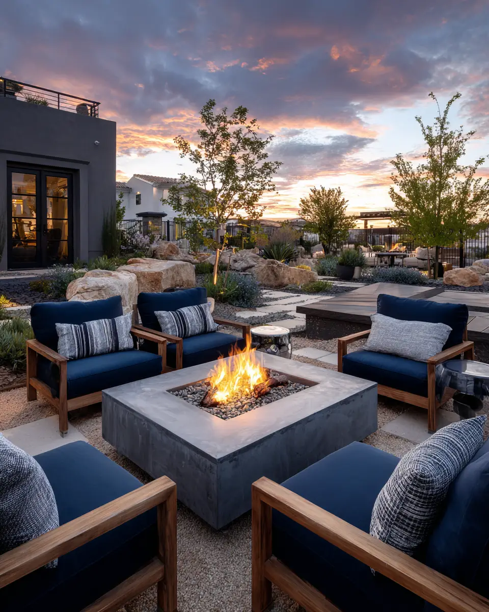 Navy Transitional Patio Decor Ideas