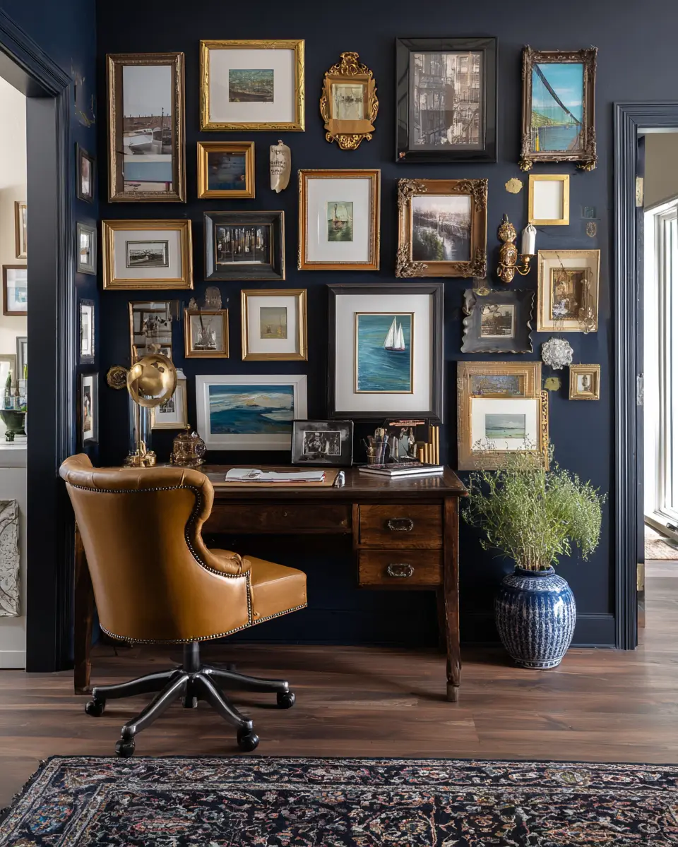 Navy Vintage Home Office Decor Ideas