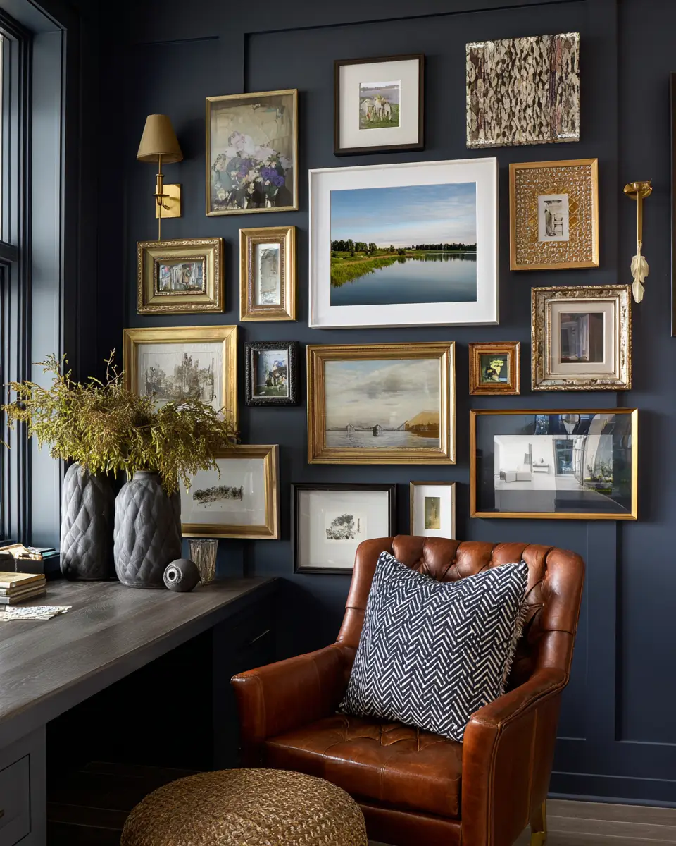 Navy Vintage Home Office Decor Ideas