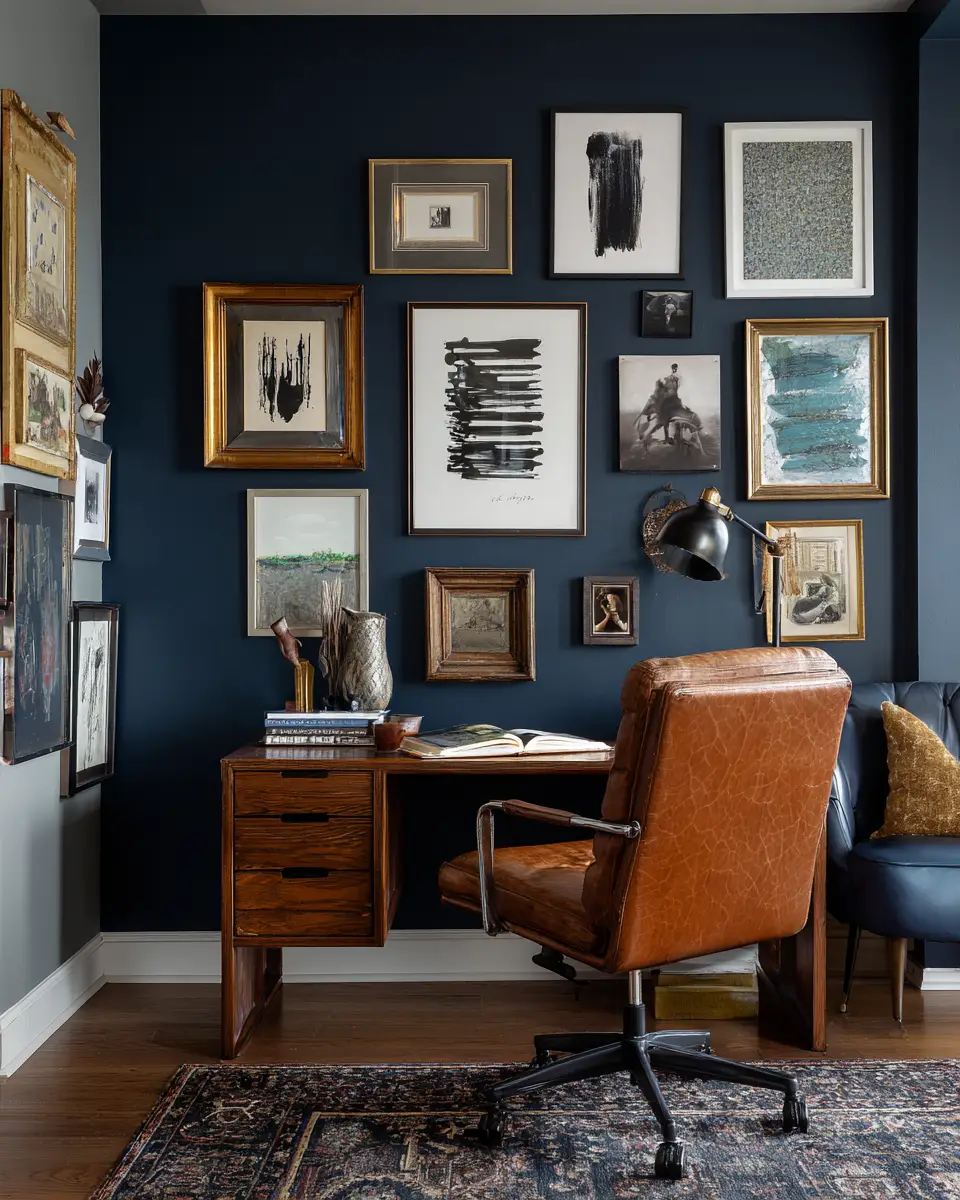 Navy Vintage Home Office Decor Ideas