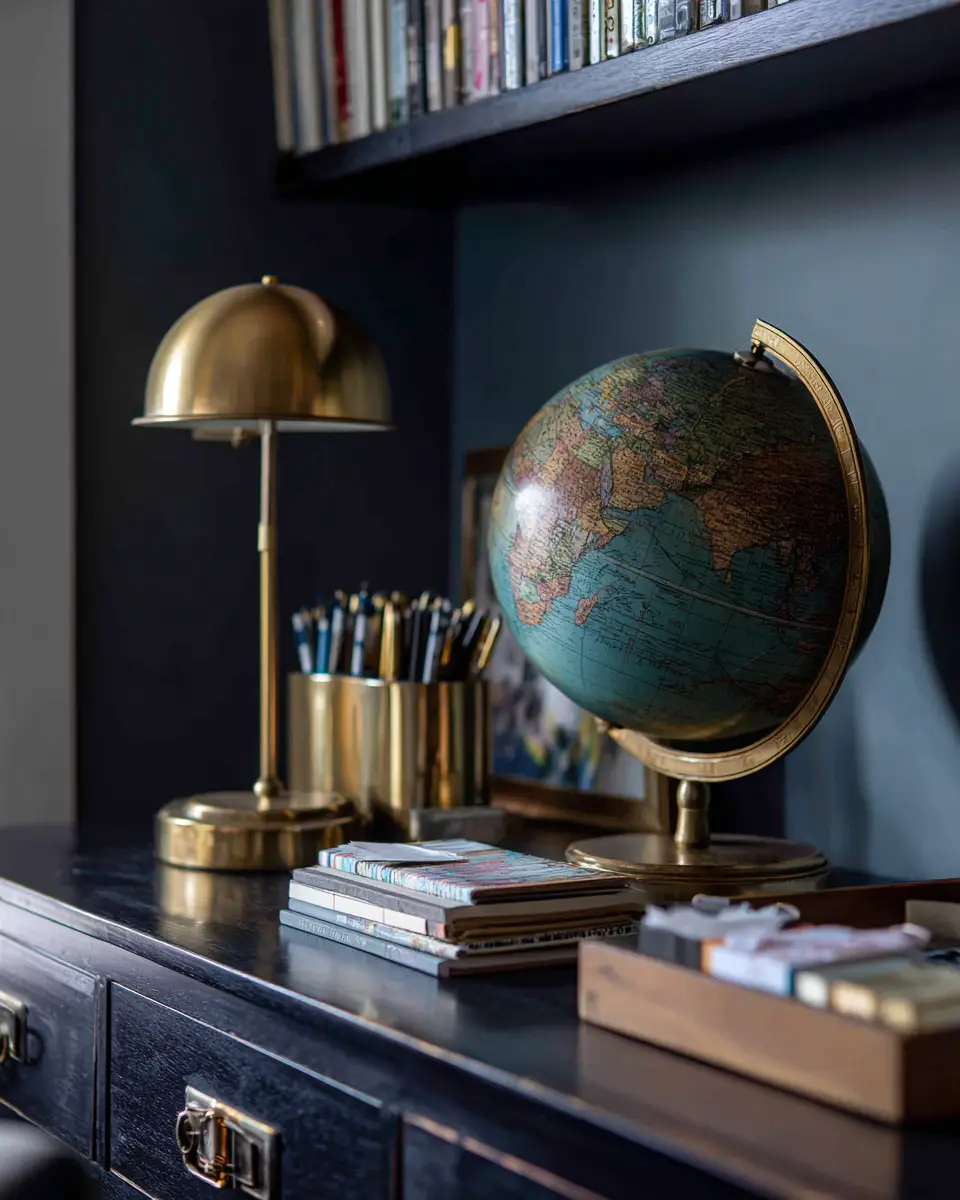 Navy Vintage Home Office Decor Ideas