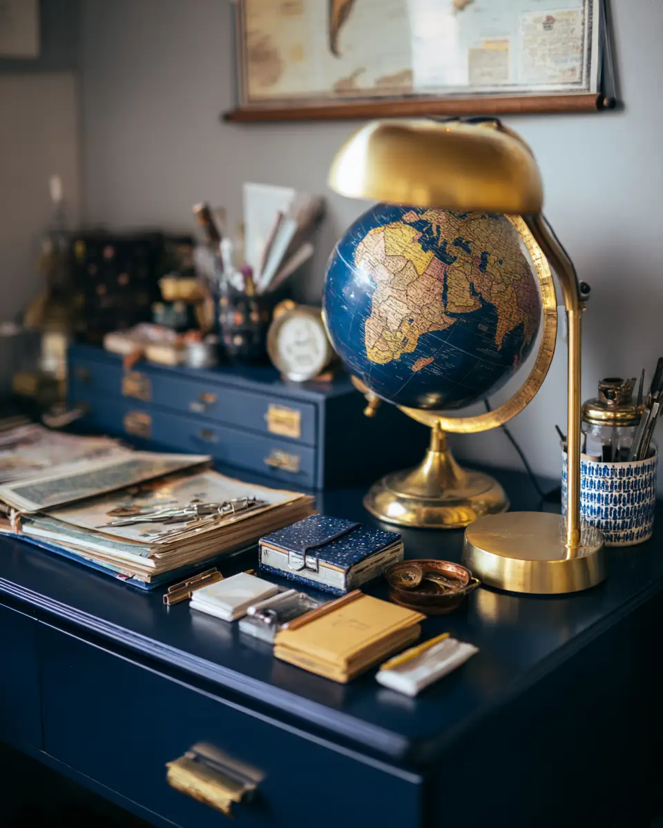Navy Vintage Home Office Decor Ideas