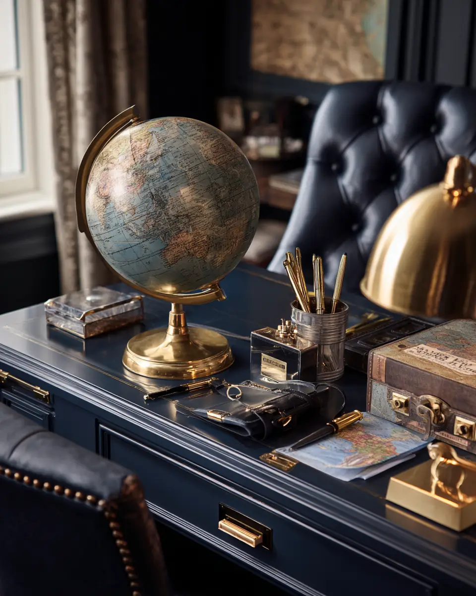 Navy Vintage Home Office Decor Ideas