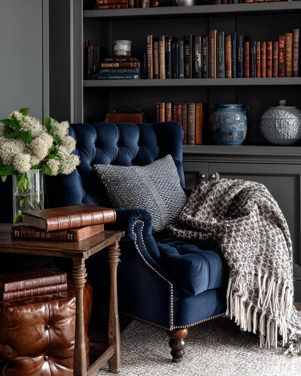 Navy Vintage Home Office Decor Ideas