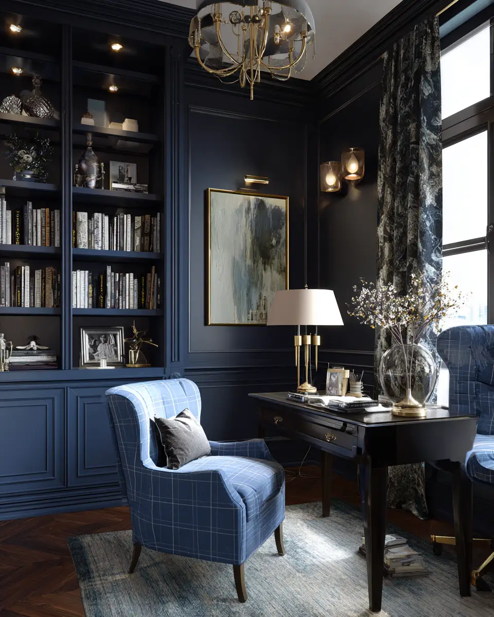 Navy Vintage Home Office Decor Ideas