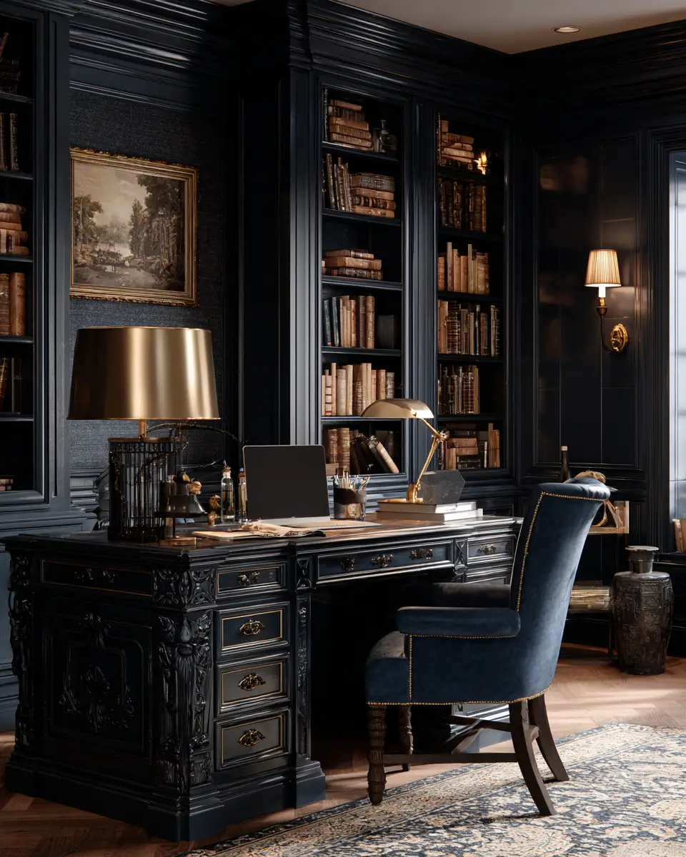 Navy Vintage Home Office Decor Ideas