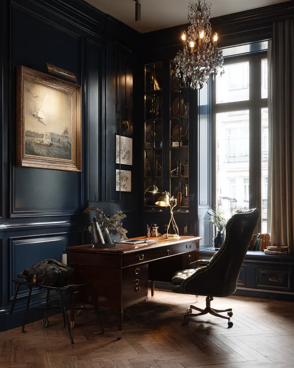 Navy Vintage Home Office Decor Ideas