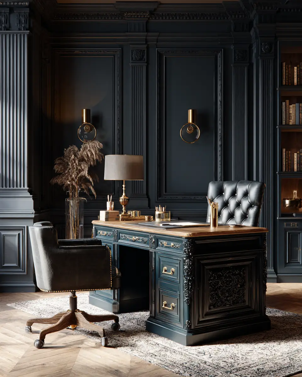 Navy Vintage Home Office Decor Ideas