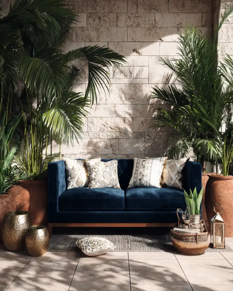 Navy Vintage Patio Decor Ideas - Featured