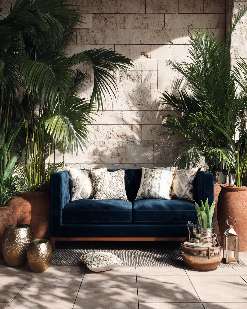 Navy Vintage Patio Decor Ideas - Featured