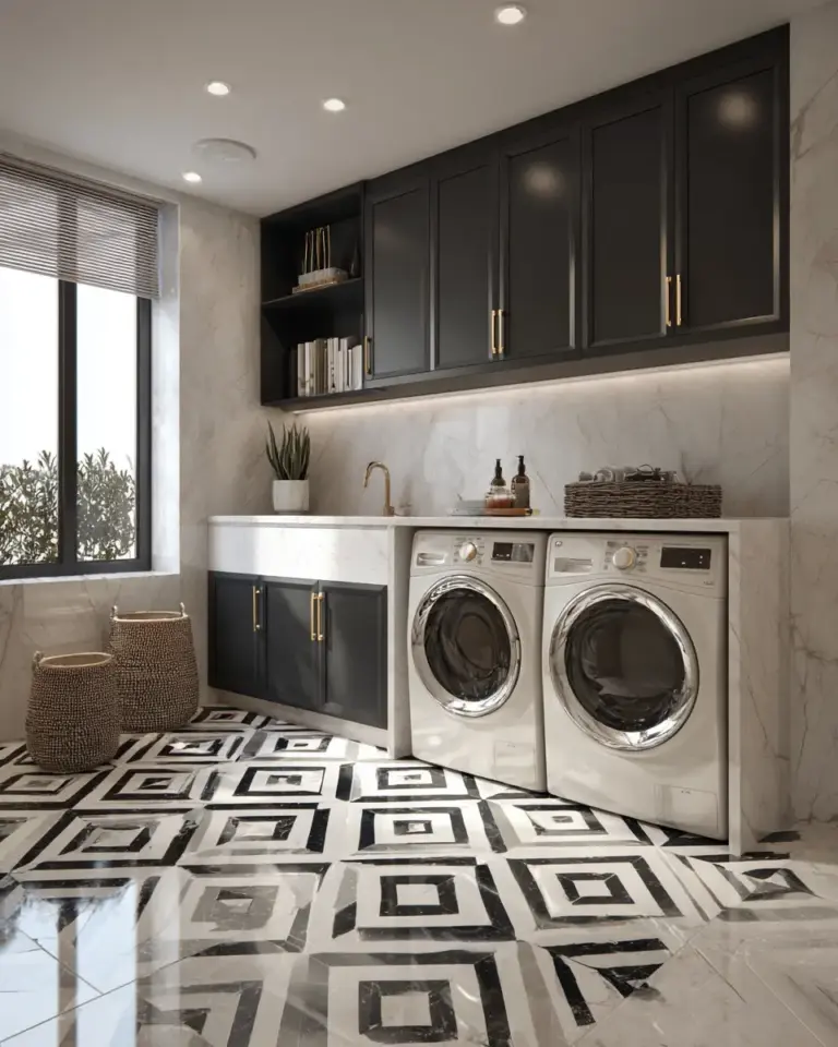 Neutral Art Deco Laundry Room Decor Ideas - Featured