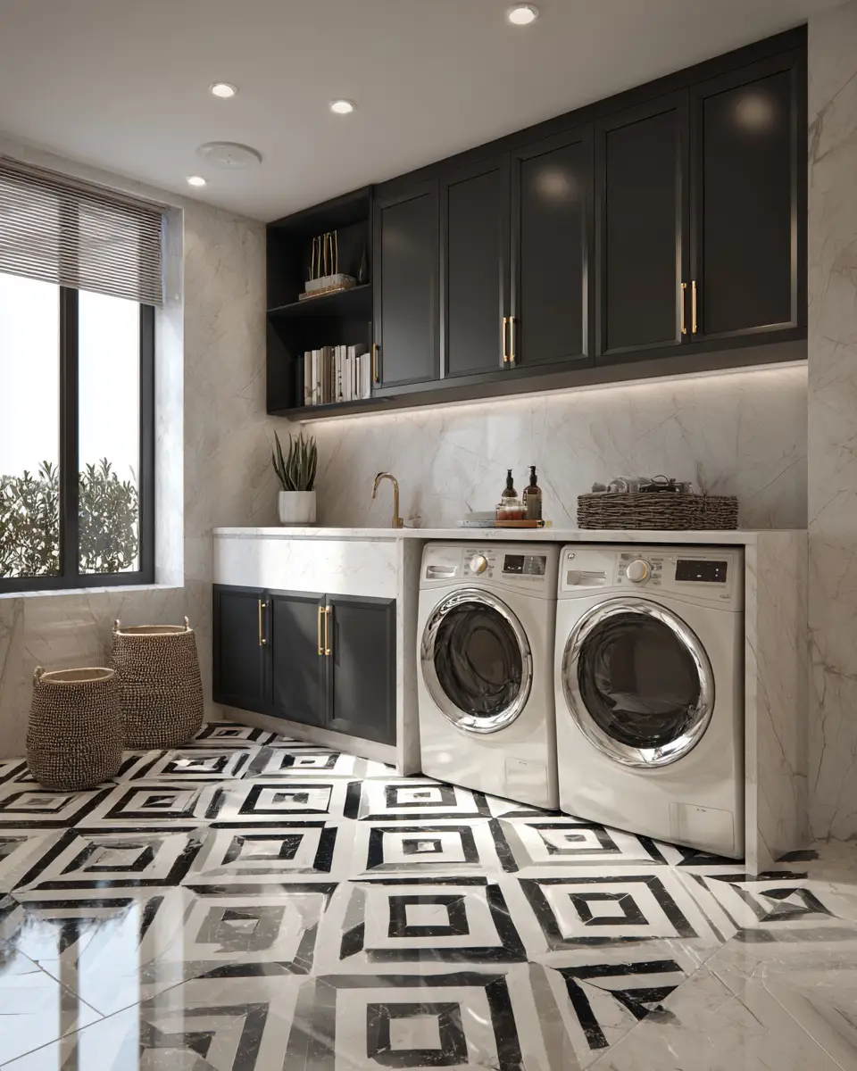 Neutral Art Deco Laundry Room Decor Ideas - Featured
