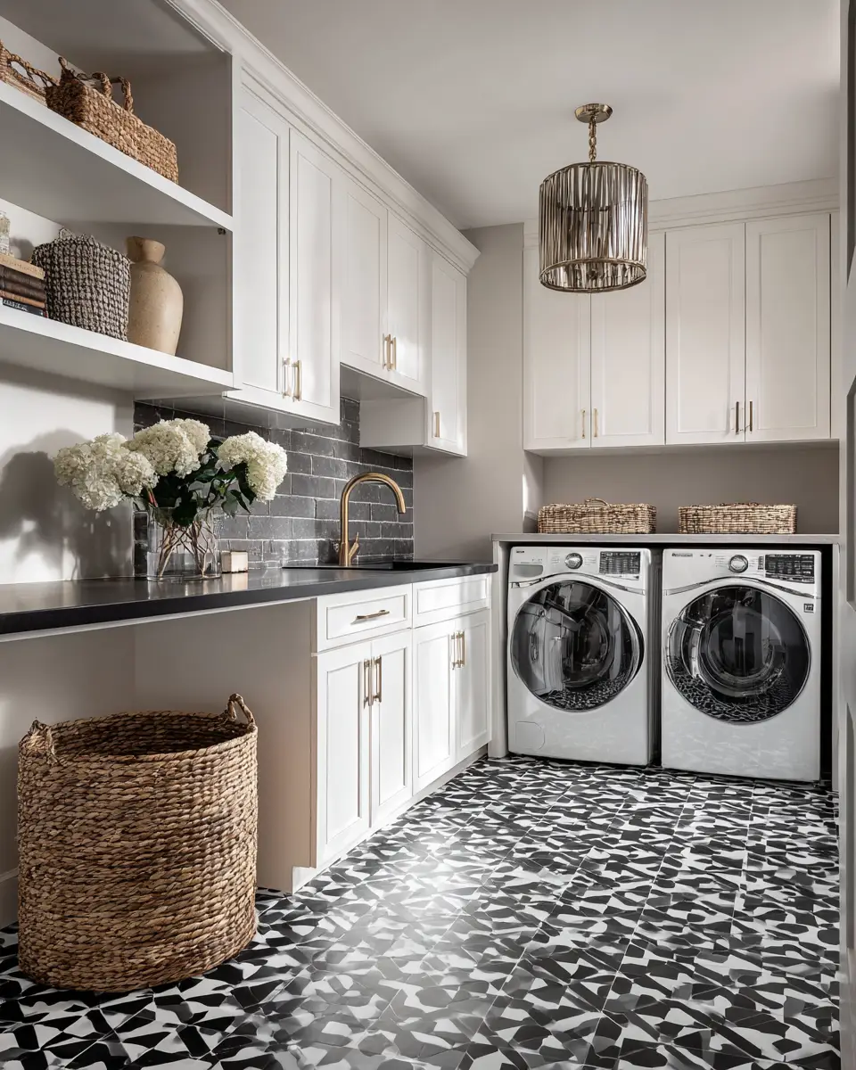 Neutral Art Deco Laundry Room Decor Ideas