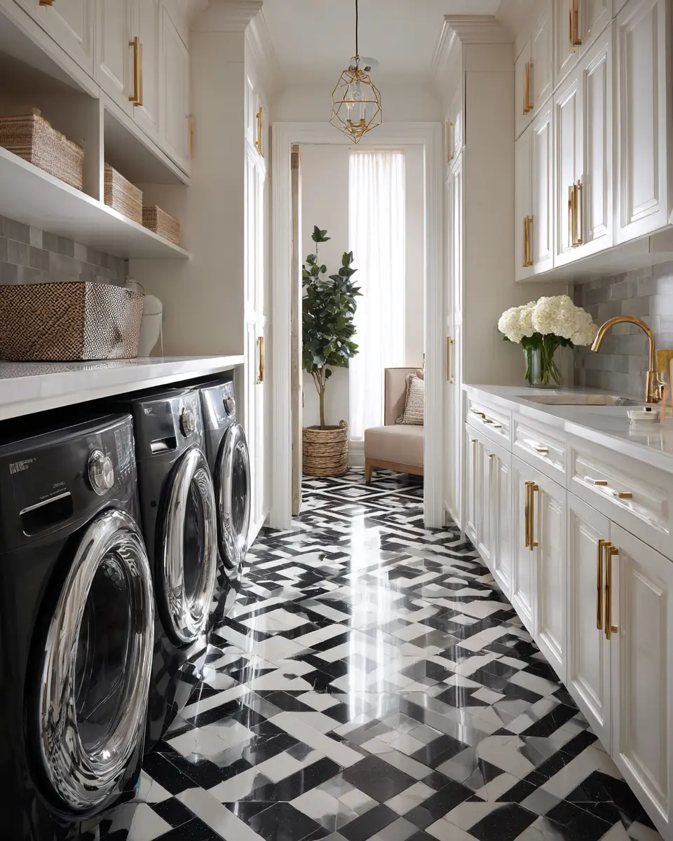 Neutral Art Deco Laundry Room Decor Ideas