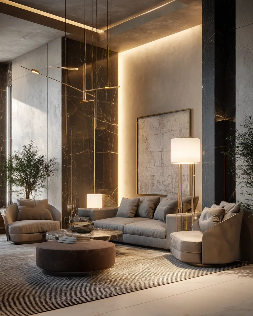 Neutral Art Deco Living Room Decor Ideas - Featured