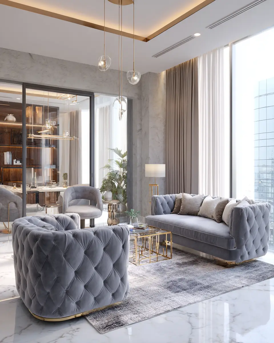 Neutral Art Deco Living Room Decor Ideas