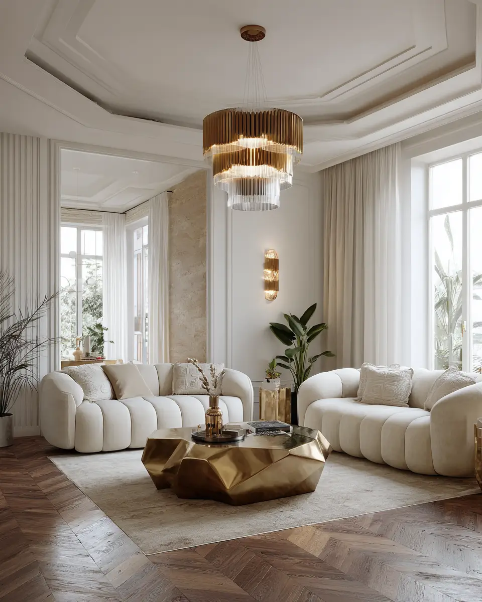 Neutral Art Deco Living Room Decor Ideas