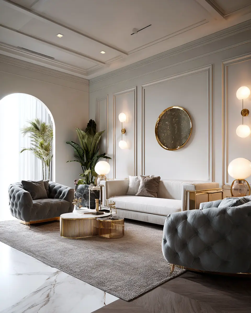 Neutral Art Deco Living Room Decor Ideas