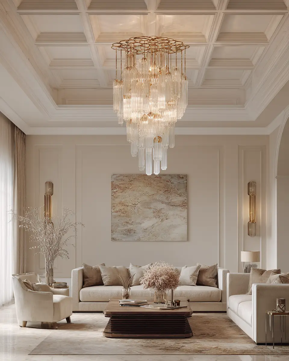 Neutral Art Deco Living Room Decor Ideas