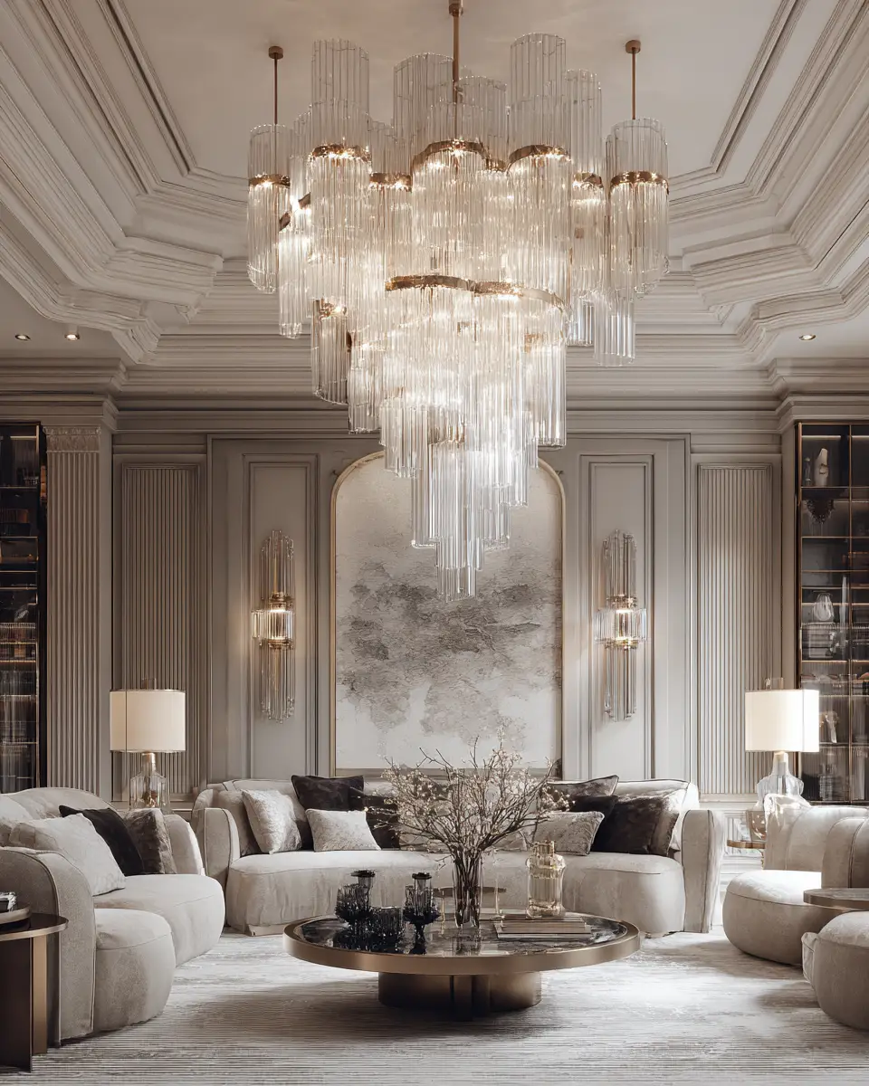 Neutral Art Deco Living Room Decor Ideas