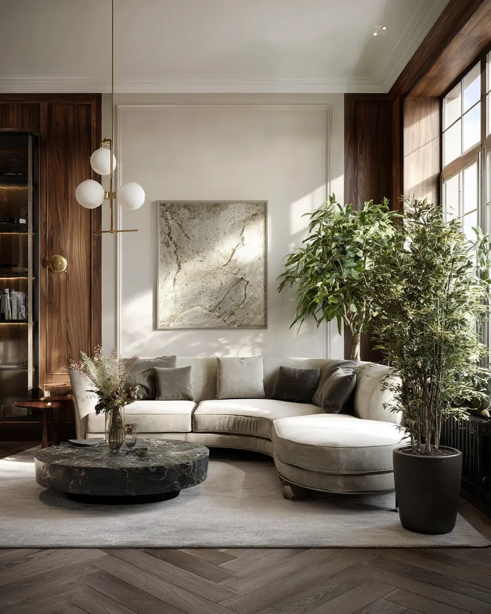 Neutral Art Deco Living Room Decor Ideas
