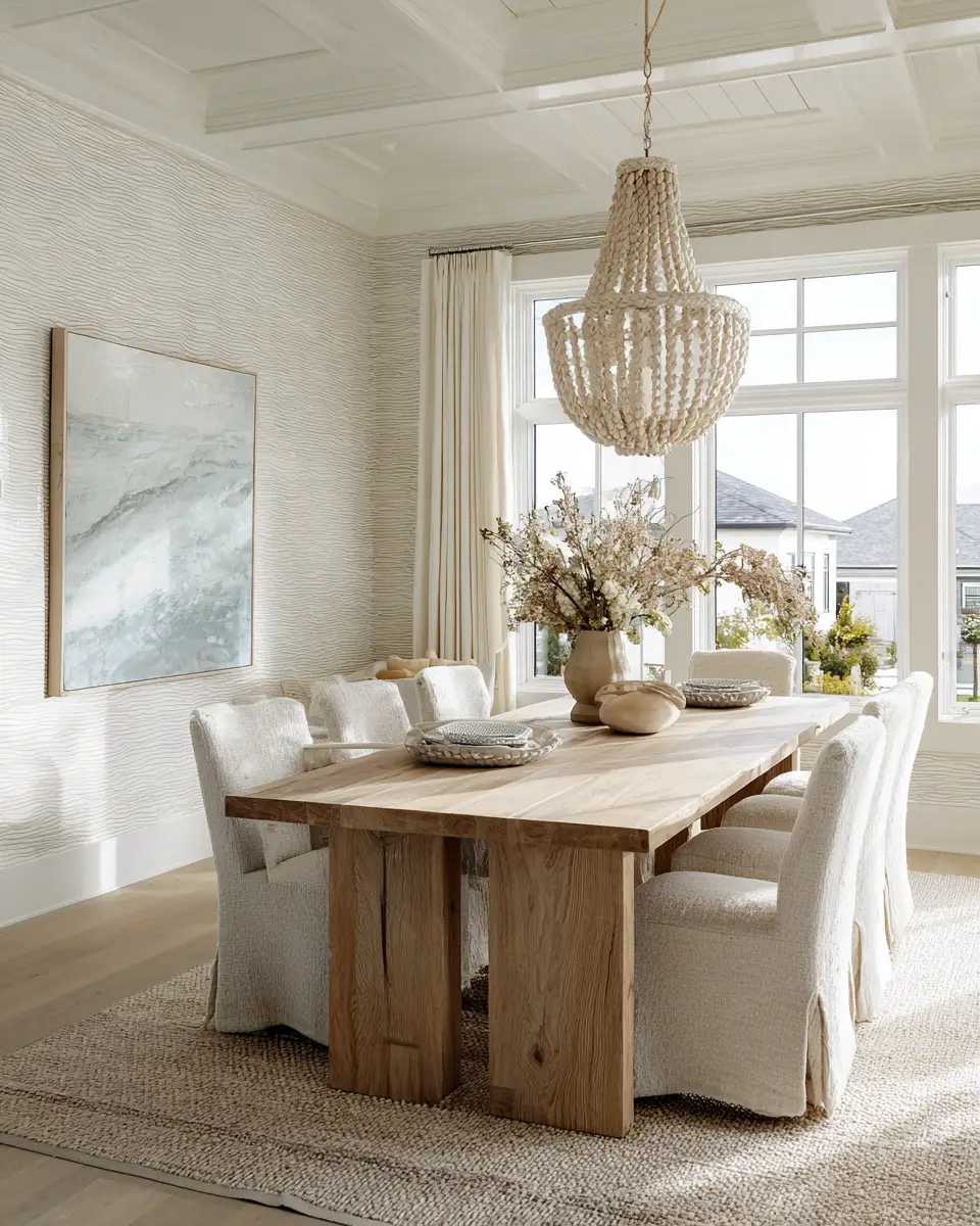 Neutral Coastal Dining Room Decor Ideas