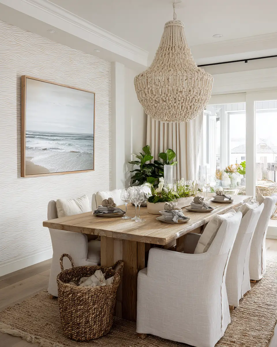 Neutral Coastal Dining Room Decor Ideas