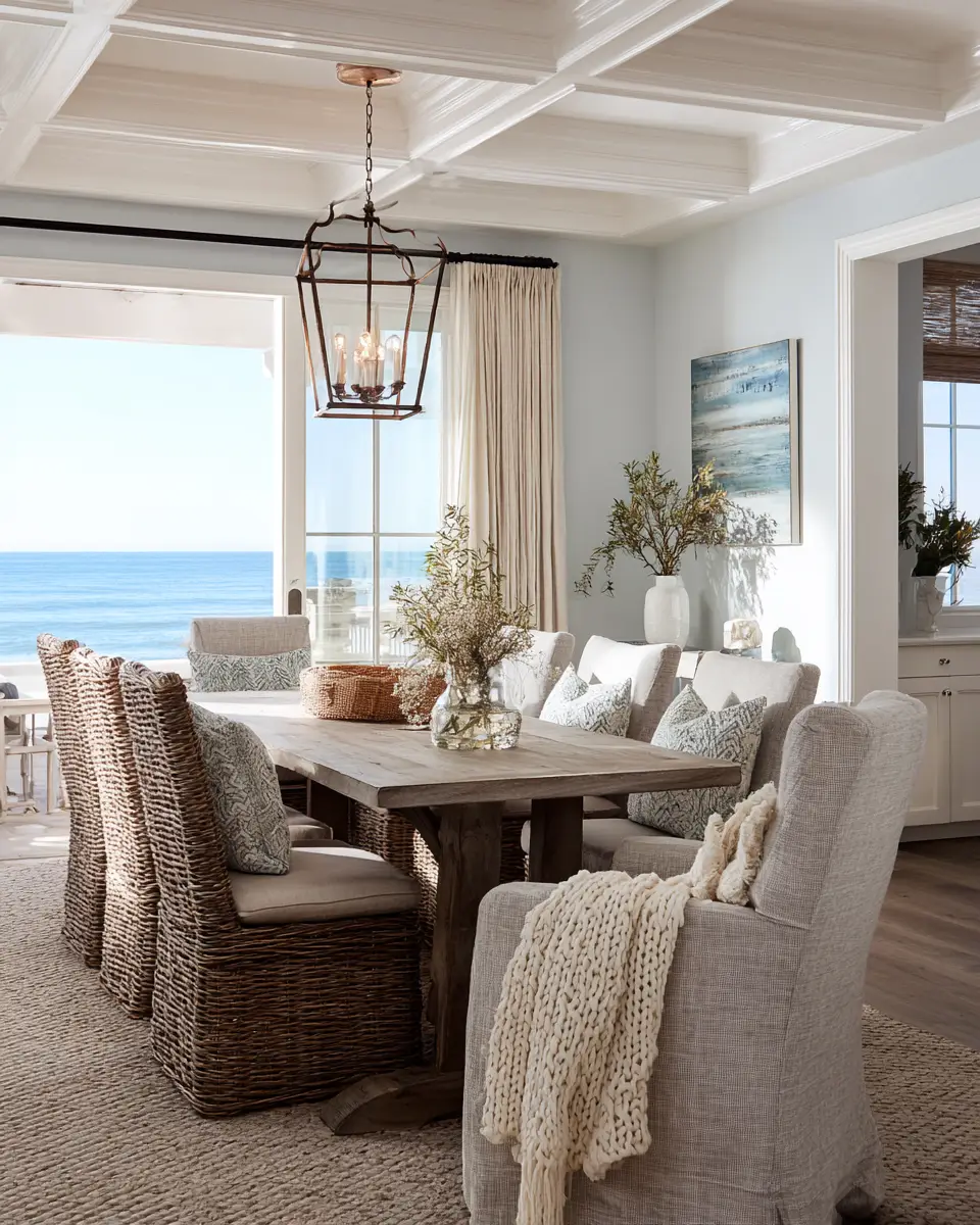 Neutral Coastal Dining Room Decor Ideas