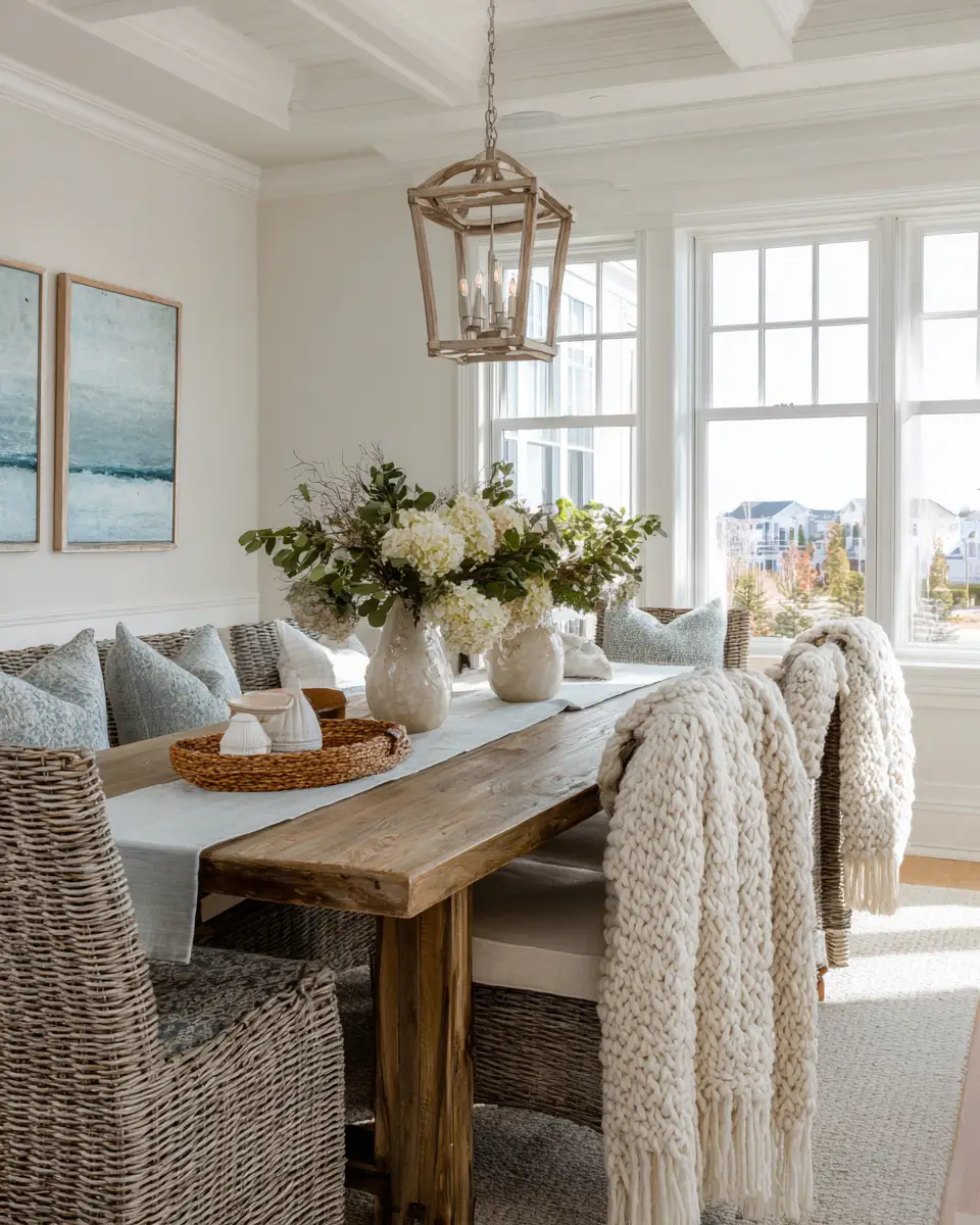 Neutral Coastal Dining Room Decor Ideas