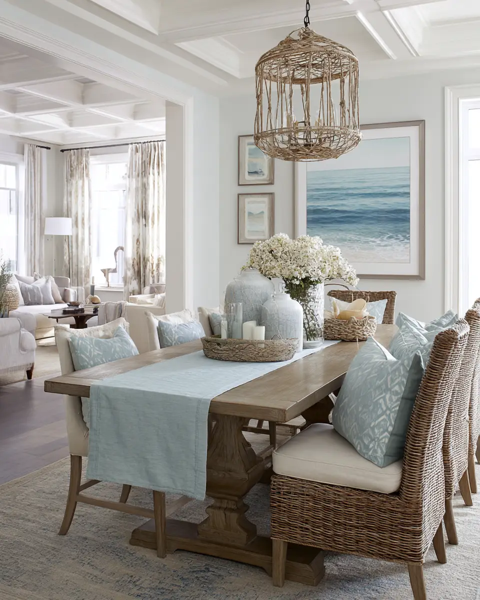 Neutral Coastal Dining Room Decor Ideas