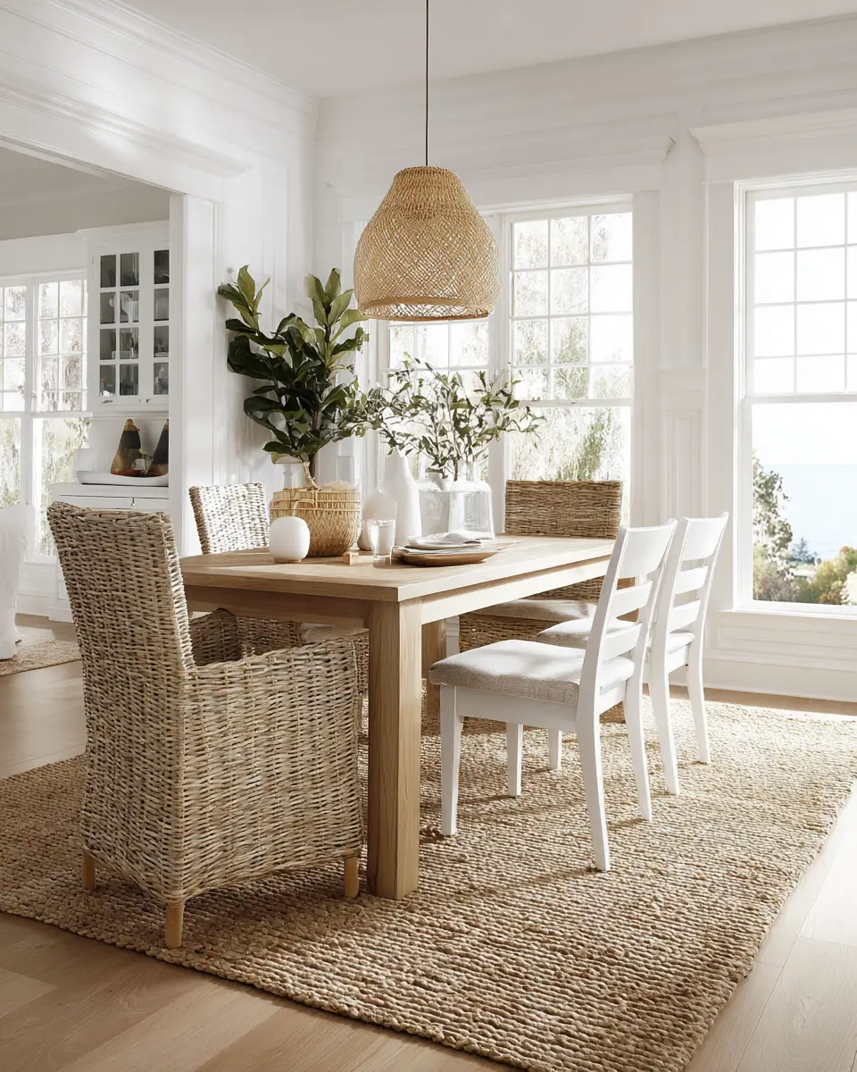 Neutral Coastal Dining Room Decor Ideas