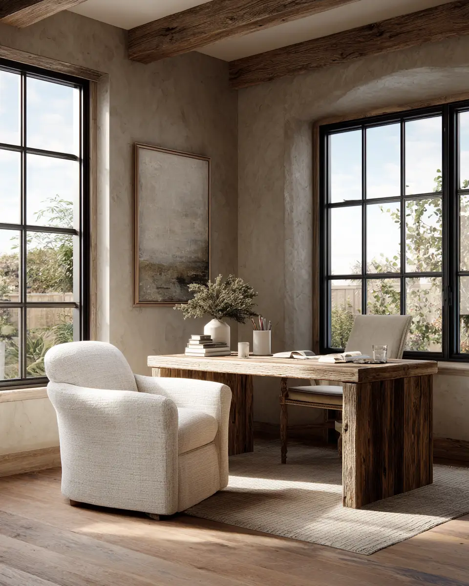 Neutral Country Home Office Decor Ideas