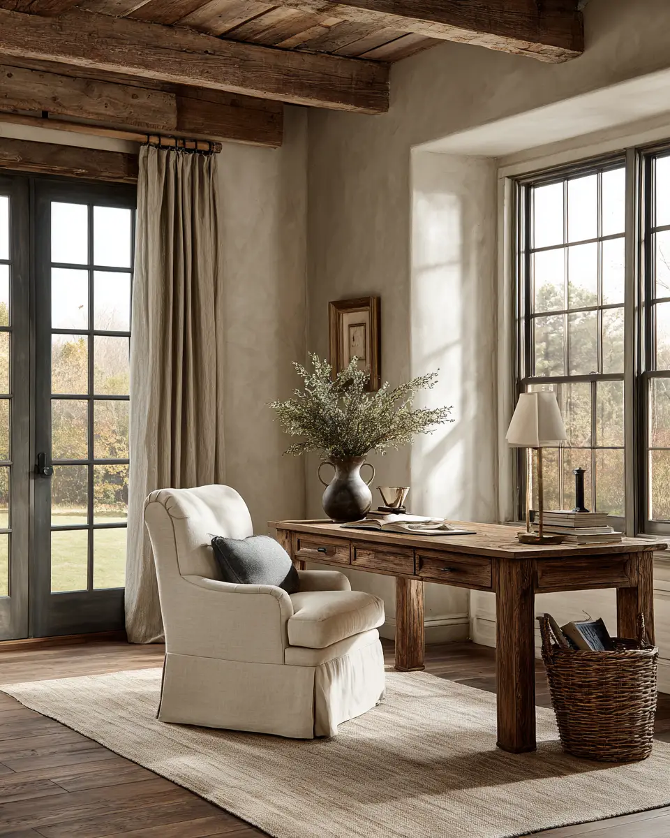 Neutral Country Home Office Decor Ideas