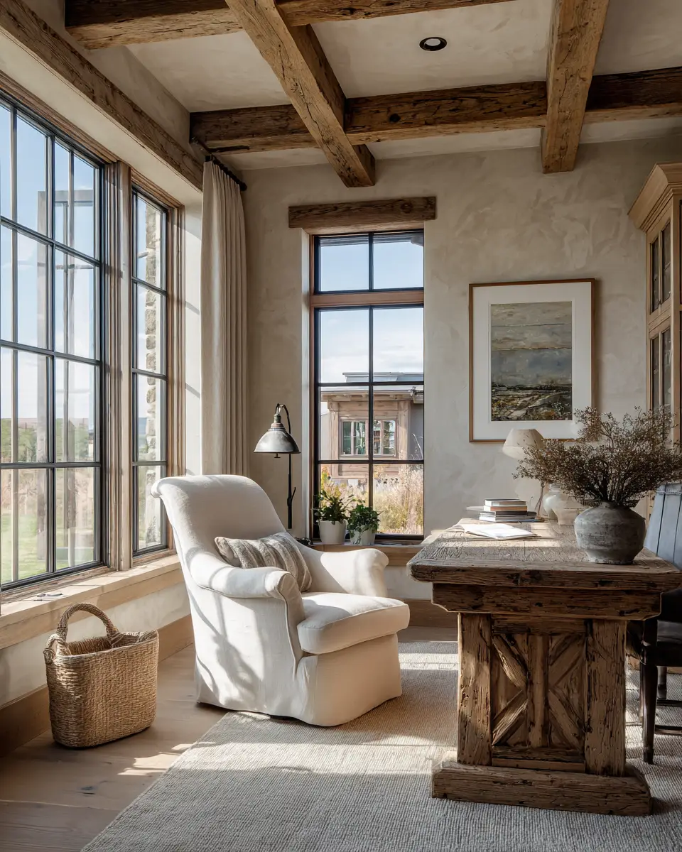 Neutral Country Home Office Decor Ideas