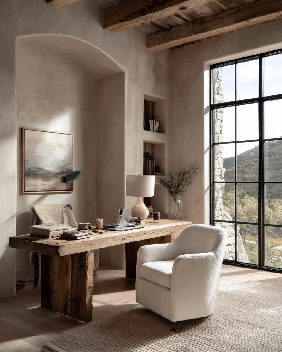 Neutral Country Home Office Decor Ideas