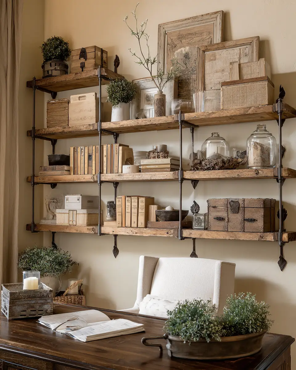 Neutral Country Home Office Decor Ideas